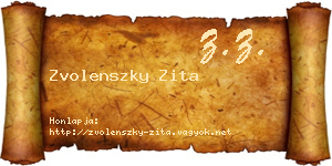 Zvolenszky Zita névjegykártya